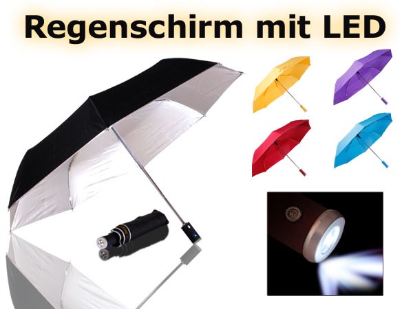 Regenschirm mit LED Taschenlampe